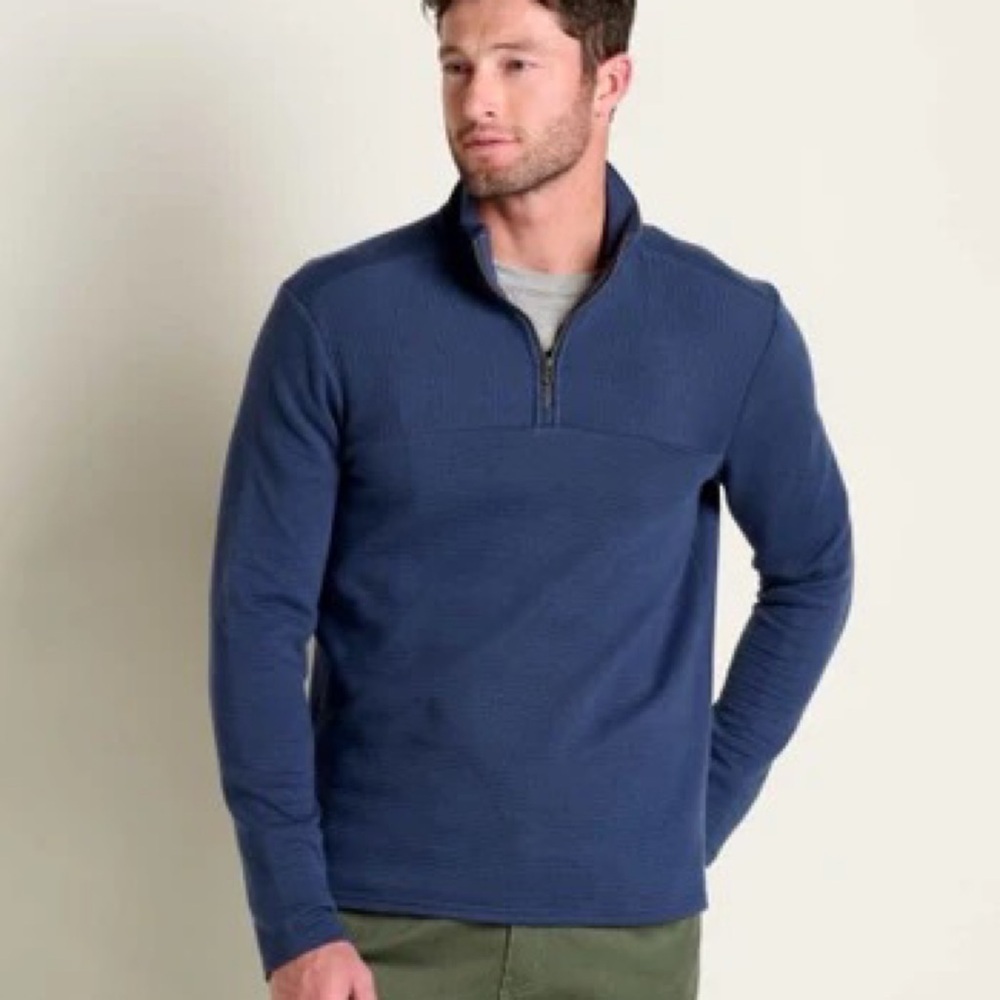 Toad&Co Moonwake 1/4 Zip Pullover Sweater True Navy Size L NWT Outdoor Hiking